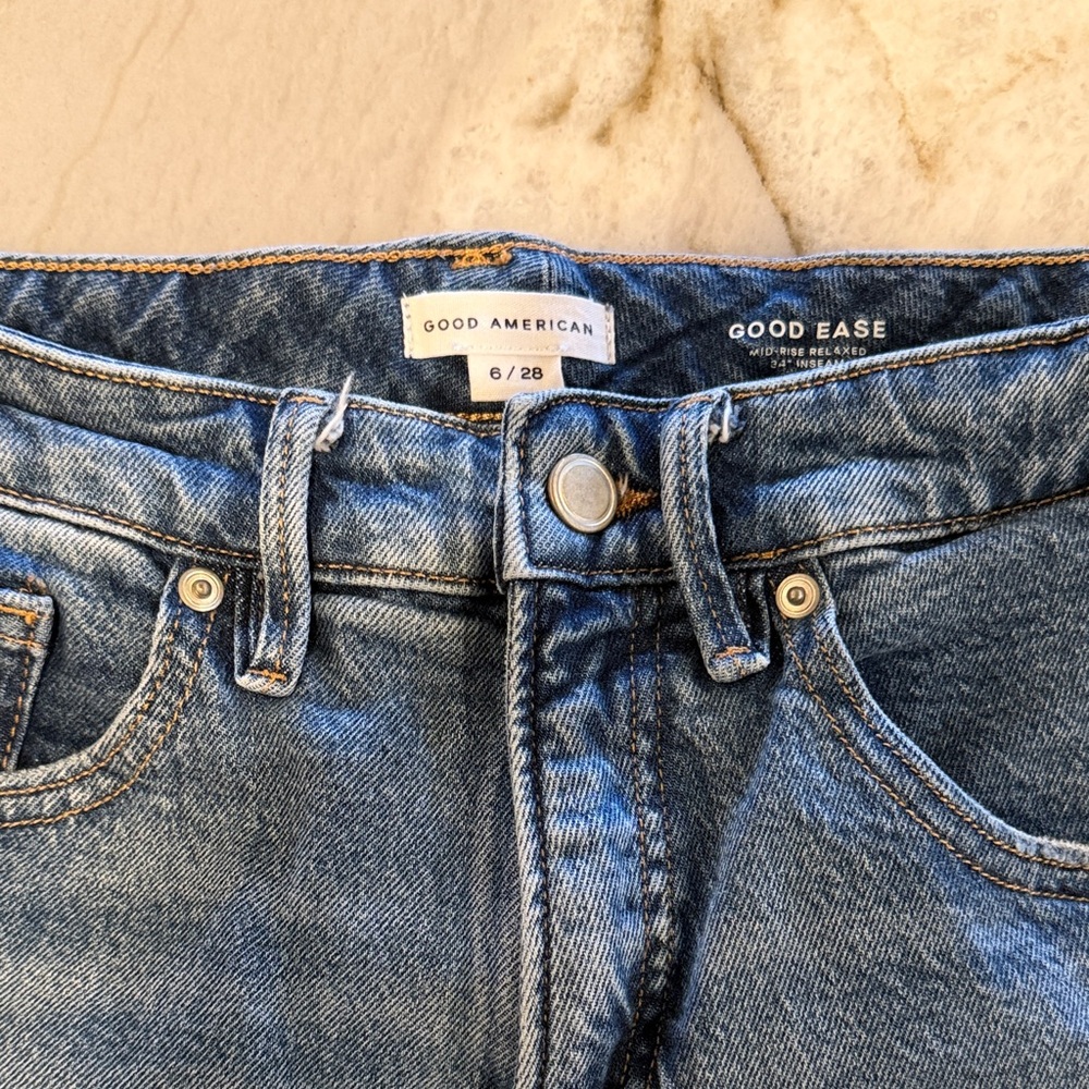 Good American Blue Denim Flare Jeans